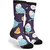 NGFF Cartoon Budgie Parrot Men Women Casual Crazy Funny Athletic Sport Colorful Fancy Novelty Graphic Crew Tube Socks