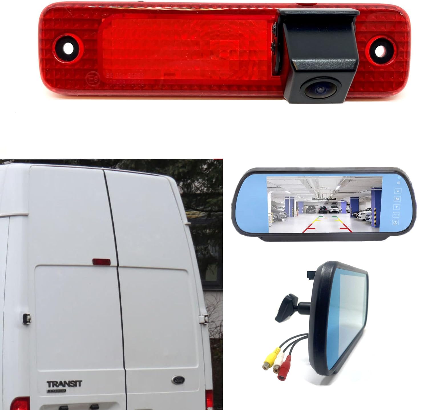 Dolphin Automotive Brake Light Reversing Camera Rear Parking Camera For Ford Transit Van 2006-2013 (Camera with 7" Mirror Monitor)