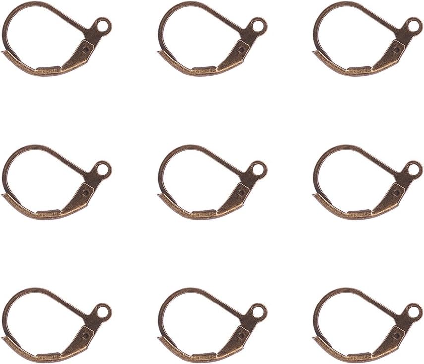Pandahall 500PCS Antique Bronze Brass Lever Back Hoop Earrings Lead Free & Cadmium Free & Nickel Free,10x15mm