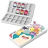 PERFECTSIGHT Cute Game Card Case for Nintendo Switch/Switch Lite/OLED, 24 Switch 2 Game Holder Cartridge Case for Game Cards and 24 SD Cards, Kawaii Portable Compact Storage Box (Poke)