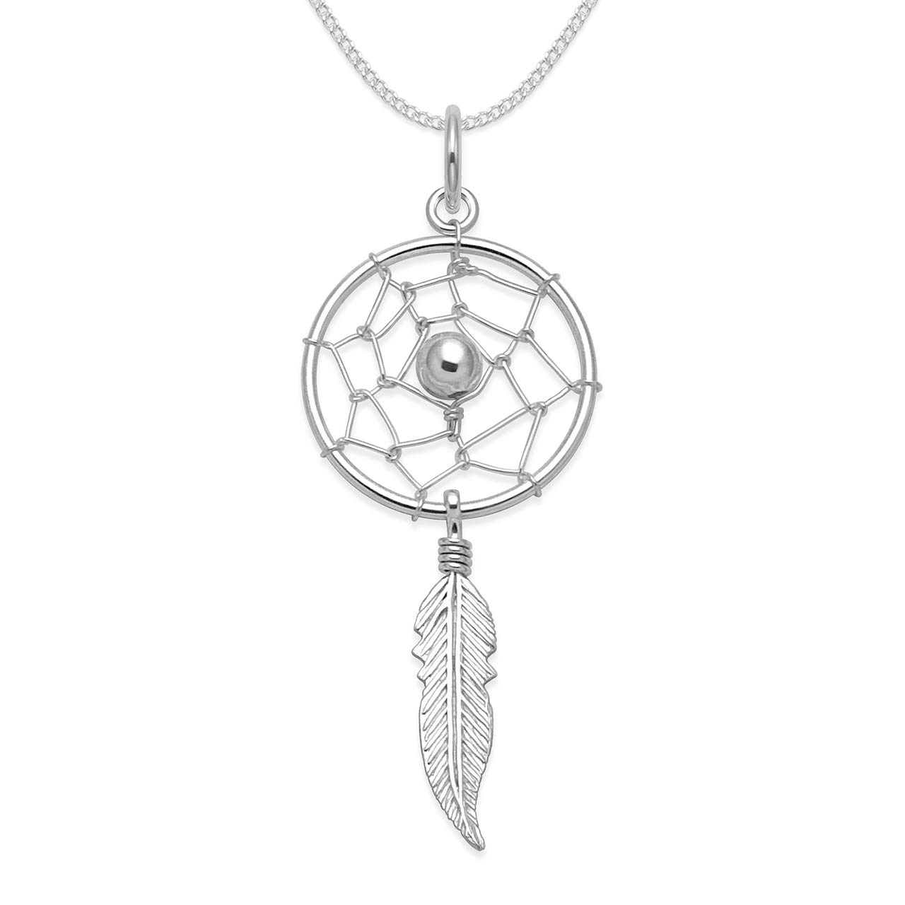 Heather Needham Sterling Silver Dream catcher Necklace on 16" - 40CM sterling silver chain- SIZE: 18mm wide x 37mm drop (43mm including ring) Gift boxed 8477/16