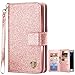 Galaxy S7 Case, S7 Wallet Case, BENTOBEN Folio Flip Faux Leather Wallet Case Credit Card Slots Cash Holder Wristlet Cover Magnetic Snap Closure Protective Case for Samsung Galaxy S7, Rose Gold/Pink