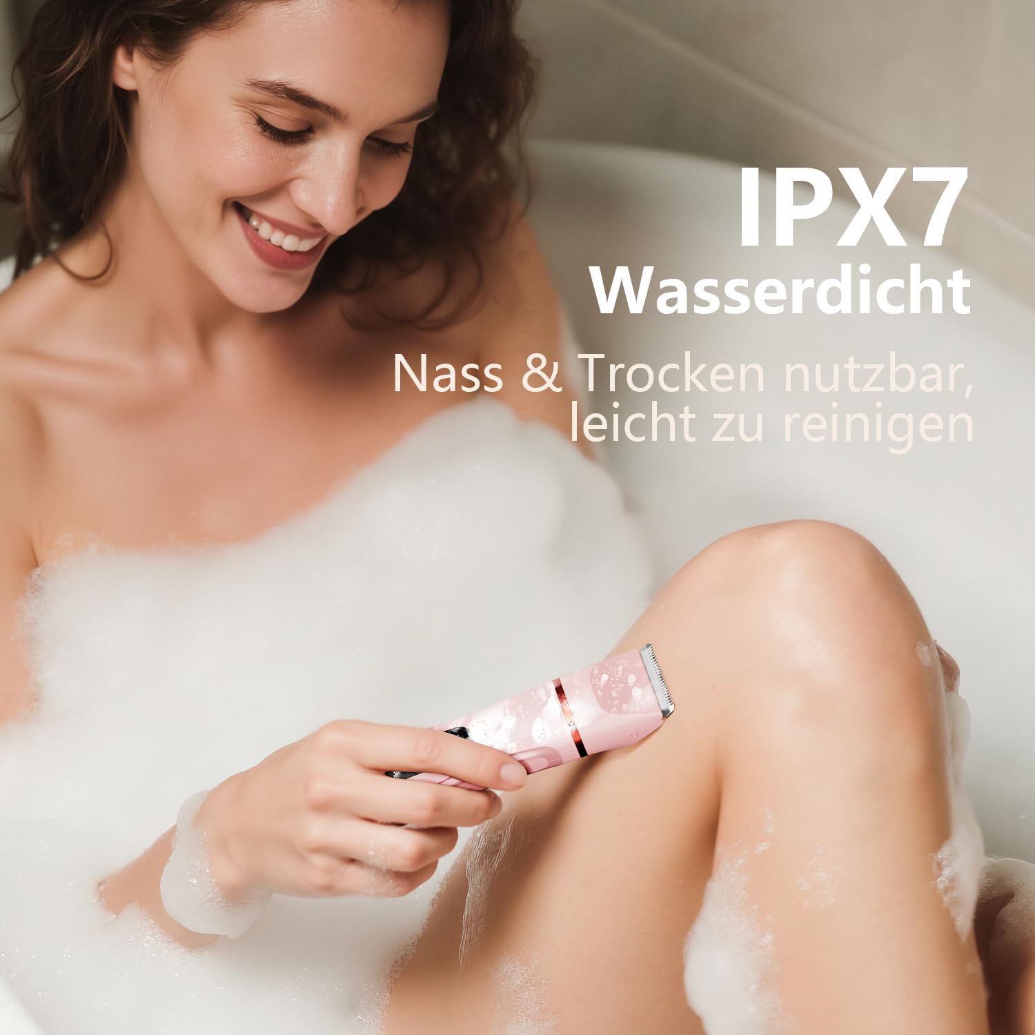 Intimrasierer für Frauen, Rasierer Damen Intimbereich Sanft, 2 in 1 Elektrischer Damenrasierer, Bikini Trimmer für Körper & Gesichtshaare Bräutigam Wasserdicht, Damen Rasierer, Trimmer Scherkämme 5