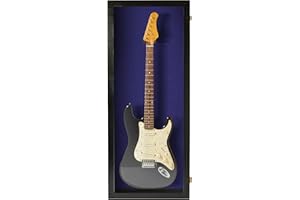 PENNZONI Electric Guitar Display Case - Acrylic Electric Guitar Case - Guitar Display Case Wall Mount, Guitar Wall Case Made from Hardwood Frame & Clear Acrylic | Black w/Blue Felt