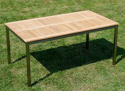 ALEOS. Gartengarnitur Edelstahl Teak Se: Tisch 160x90 cm + 6 Teak Sessel Serie Kuba A-Grade Teak Holz Serie Kuba Gastroqualität – Bild 7