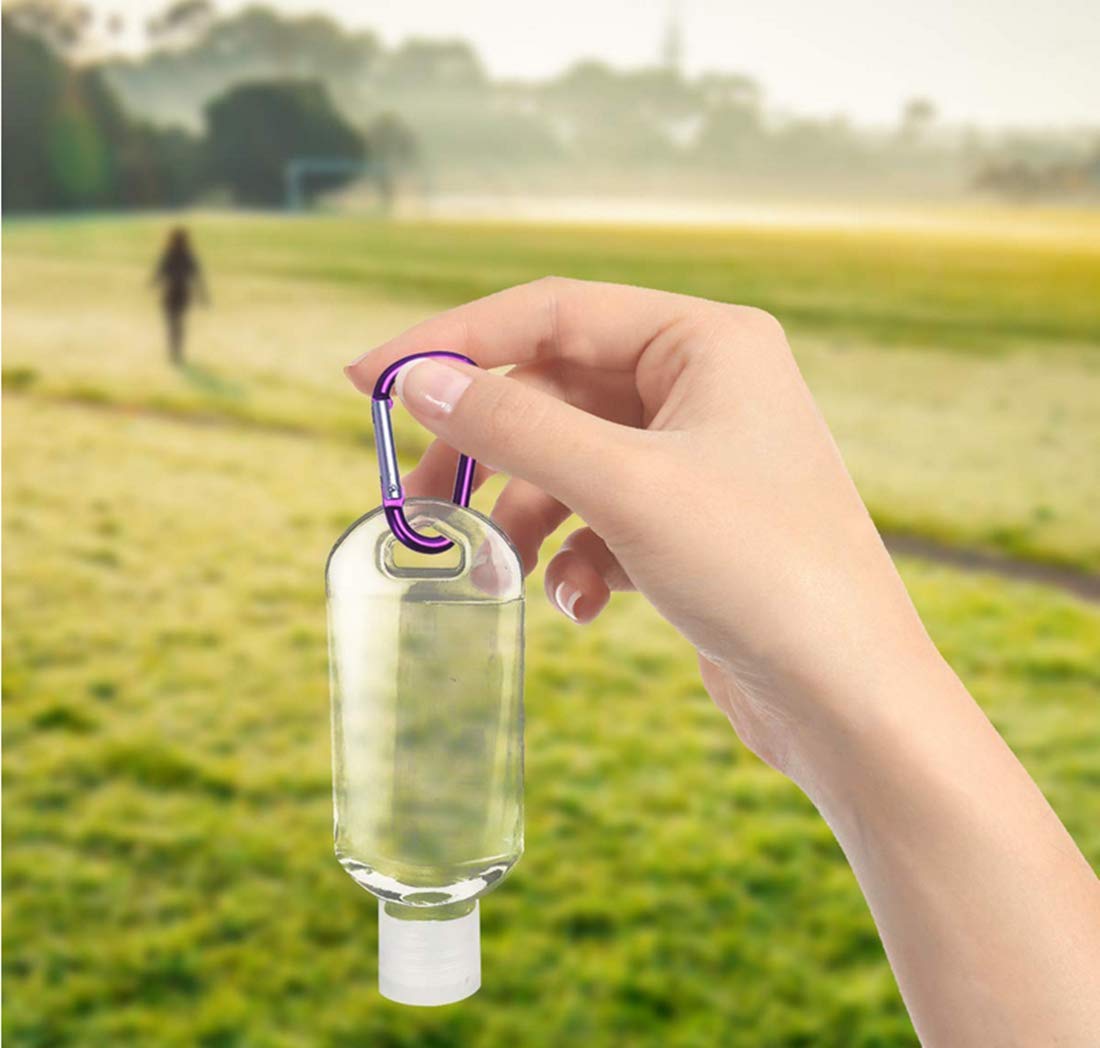 5 Packs Travel Plastic Clear Keychain Bottles,Empty Leakproof Squeeze Containers Flip Cap Small Refillable Containers for Toiletry Shampoo Lotion Soap