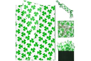 WGOCAUK 60 Sheets Shamrock Tissue Paper, 20'' x 14'' Shamrock Pattern Gift Wrapping Tissue for St. Patrick's Day Party Favors