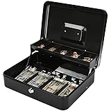 Jssmst Large Cash Box with Money Tray and Lock