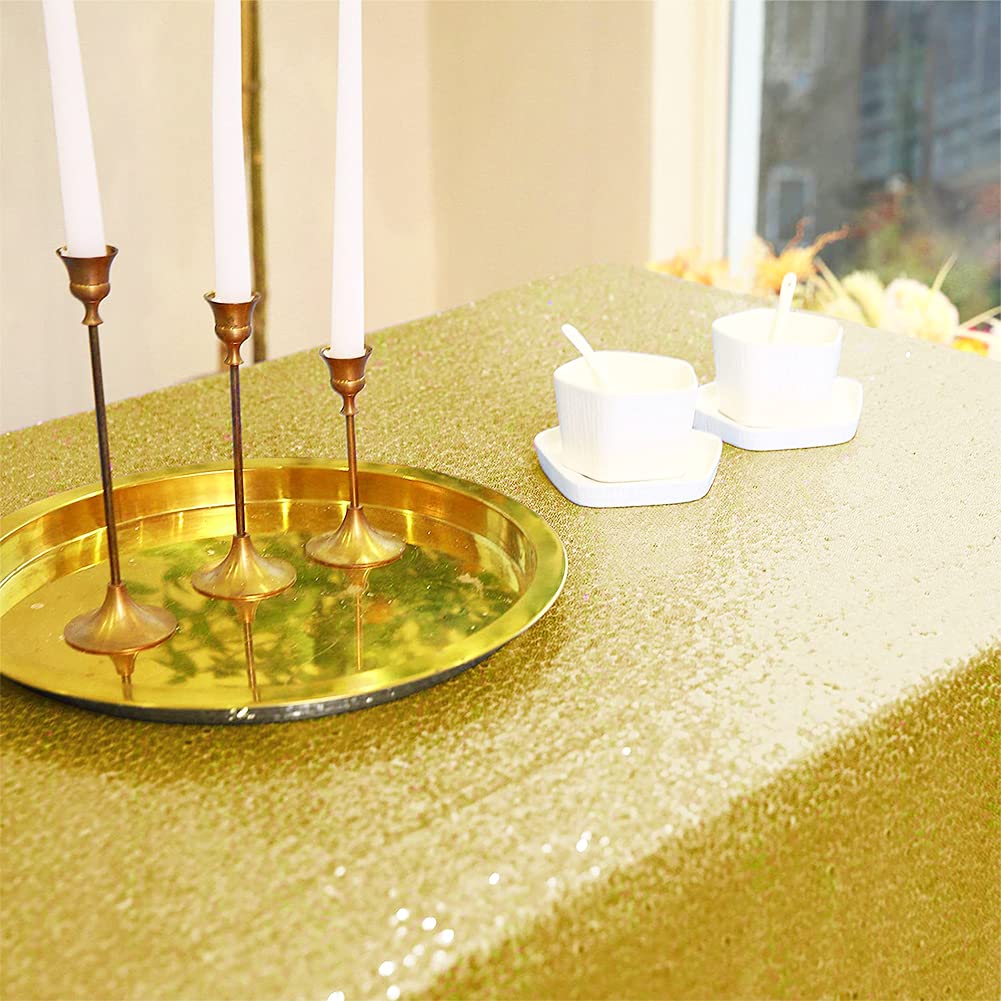 FYLEDAEE Light Gold Rectangle Sequin Table Cloths