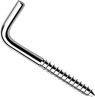 SS8 L Hook Screws 35mm x 3.5mm 5 Pack Heavy Duty Square Cup Hooks Metal Outdoor