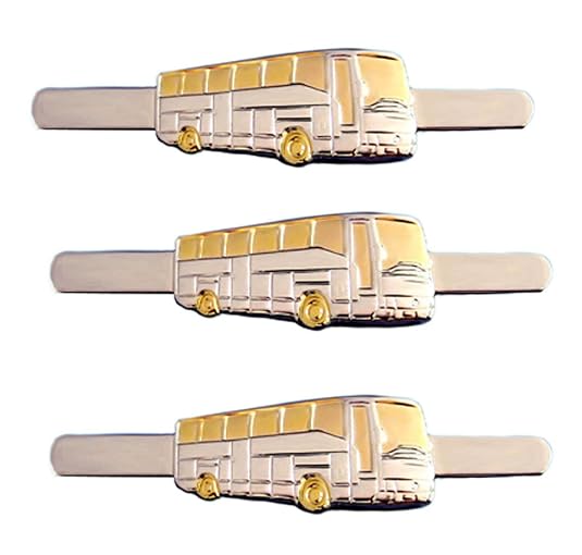 3 Krawattenklammer Bus bicolor - teilvergoldet inkl. Klarsichtbox