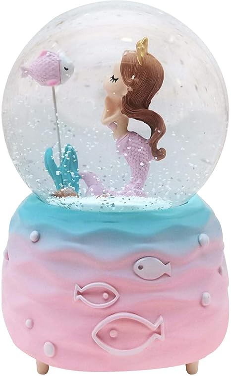 Amazon Co Jp Coshall オルゴール スノードーム 音楽付き Led 発光 置物 水晶玉 可愛い 人魚 クリスマス装飾 雰囲気 癒しグッズ ンテリア デコレーション クリスマスプレゼント 結婚祝い 卒業祝い クリスマス プレゼント ホーム キッチン