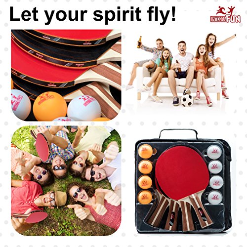 IntegraFun Pro Ping Pong Paddle – Set of 4 Table Tennis Rackets – 8balls (3 Stars) – Eco-Friendly – High-Bounce Sponge – Paddle Case –Ergonomic Grip – Family & Friends Games – Recreational Games - Thumbnail 4