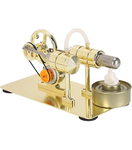 Moteur Stirling Double Cylindre – Kit Artisanal Avec Base Chêne – LED – Alliage Zinc Acier – Éducatif Physique – Cadeau Adulte