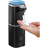 Automatic Foaming Soap Dispenser Touchless, USB Rechargeable Smart Hand Soap Dispenser, 9-Level Adjustable, 13.5oz/400mL,IPX5 Waterproof, Wall/Tabletop Kitchen Bathroom, Black