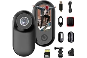 Mini Body Camera 1080P Wearable Action Camera with 32GB, Magnetic POV Camera 1.0" Screen, 26g Lightweight Thumb Camera for Cy
