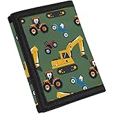 Coldinair Cartoon Tractors Boys Wallets for Kids Ages 5-7 4-8,Toddler Trifold Canvas RFID Wallet for Boys,Novelty Wallet for Childrens
