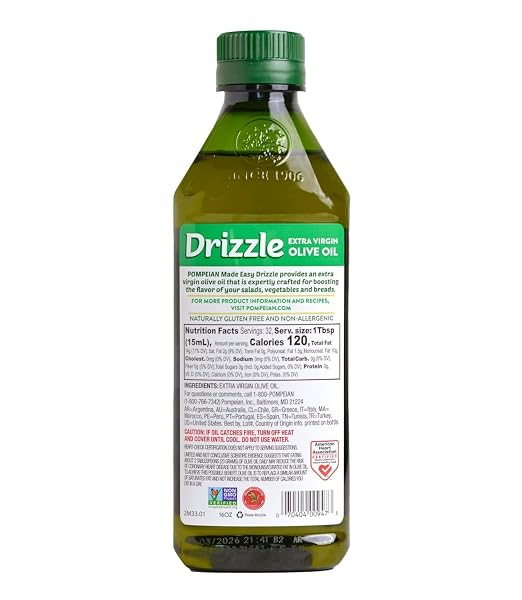 POMPEIAN MADE EASY DRIZZLE EXTRA VIRGIN OLIVE OIL, CONTAINS POLYPHENOLS, FIRST COLD PRESSED, 16 FL OZ