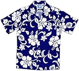 RJC Boy's Classic Hibiscus Hawaiian Shirt Royal Blue 8