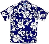 RJC Boy's Classic Hibiscus Hawaiian Shirt Royal