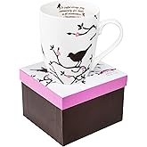 Divinity Boutique Inspirational Ceramic, Brown Birds on White Mug, 1 Theses. 5:16-17, The Joyful Always Pray, Multicolor, One Size,12 fluid ounce