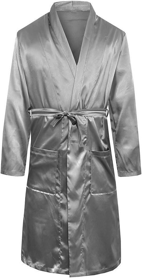 YOUAREFACNY Men's Sleepwear Lightweight Long Loungewear Real Silk Robe Bathrobe