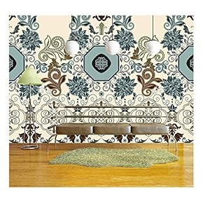Bright Colorful Striped Floral Pattern. Border - Removable Wall Mural | Self-Adhesive Large Wallpaper - 66x96 inches