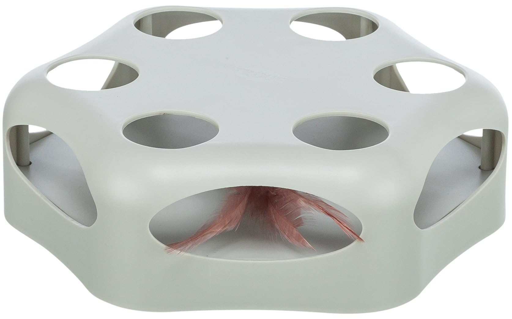 TRIXIE Turning Feather Cat Toy - Feather inside swirls around, stops and changes direction - Can be filled with small treats - Automatic switch-off - Non-slip rubber feet