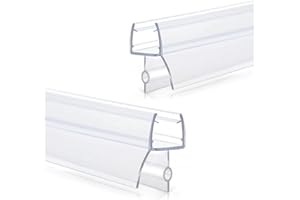 JINXI HOME Shower Door Bottom Seal Strips 2PCS, 36 Inch Long Ultra Clear Vinyl Seal Strips with Sweep for 5/16"(8mm) Thick Frameless Glass Door, to Stop Water Leak