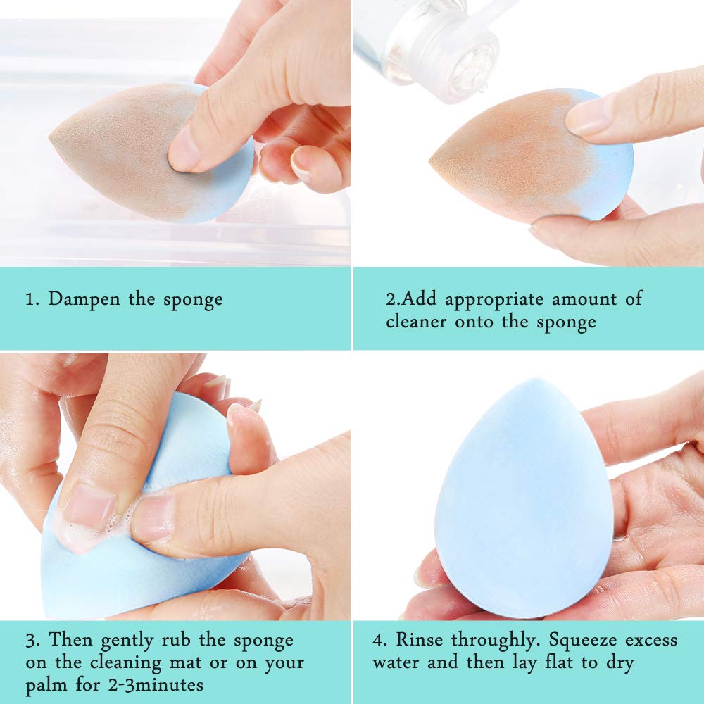 Makeup Brush Sponge Cleaner Set - Instantly Deep Wash Cleanser Shampoo Portable Cosmetic Cleaning Mat Kit Cruely Free Perfect Professional Solution Tools Protect Silicone Scrabber Board Pad, 3.5 OZ