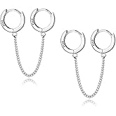 ANDPAI Unique Corn Chain Hoop Earrings Gold Silver Plated Double Piercing Earrings Dainty Small Huggie Hoop Minimalist Chain Cuff Earrings for Women Men Jewelry Gift