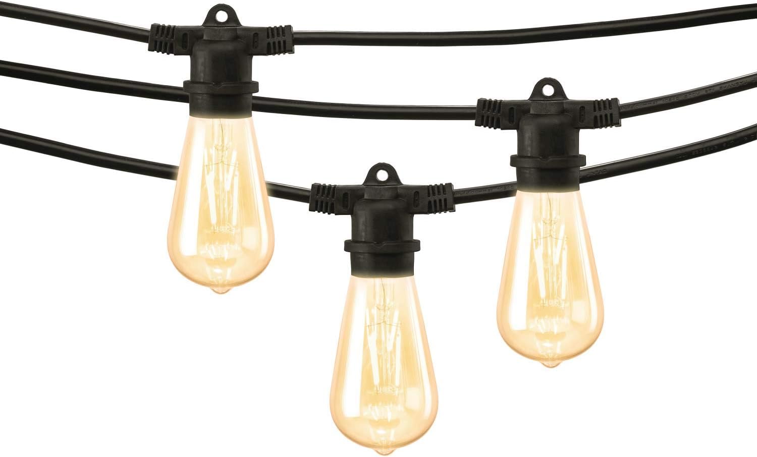 Mr Beams 4W ST58 Bulb Nostalgic Vintage Edison LED Weatherproof Outdoor String Lights, 24 feet, Black - - 