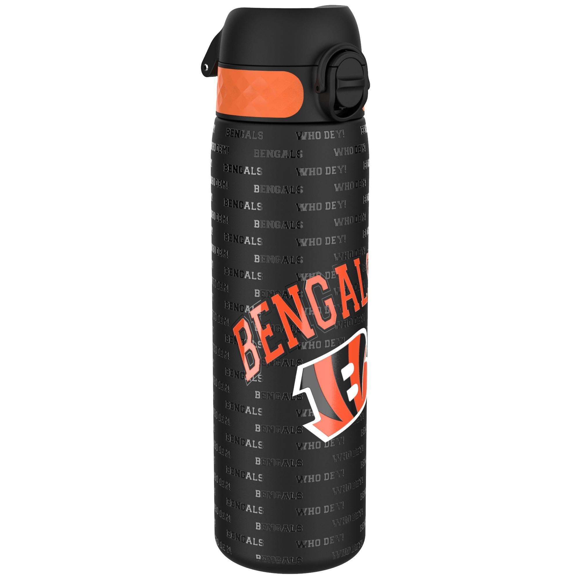 Ion8 NFL Cincinnati Bengals Lightweight Steel Water Bottle, 600 ml/20 oz, Non-Insulated, Leak Proof, Easy to Open, Secure Lock, Dishwasher Safe, Flip Cover, Fits Cup Holders, Metal Water Bottle — image 1