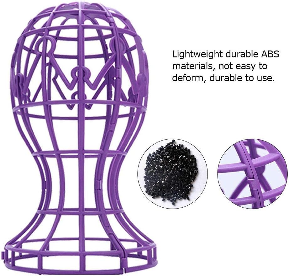 Wig Display Stand ABS Foldable Wig Display Support Stand Professional Holder Folding Wig Air Dry for All wigs and Hats(Purple) - Image 5