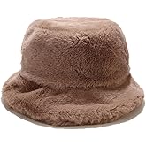 Quanhaigou Winter Faux Fur Bucket Hat,Fuzzy Warm Hat for Women Men, Fluffy Fisherman Cap