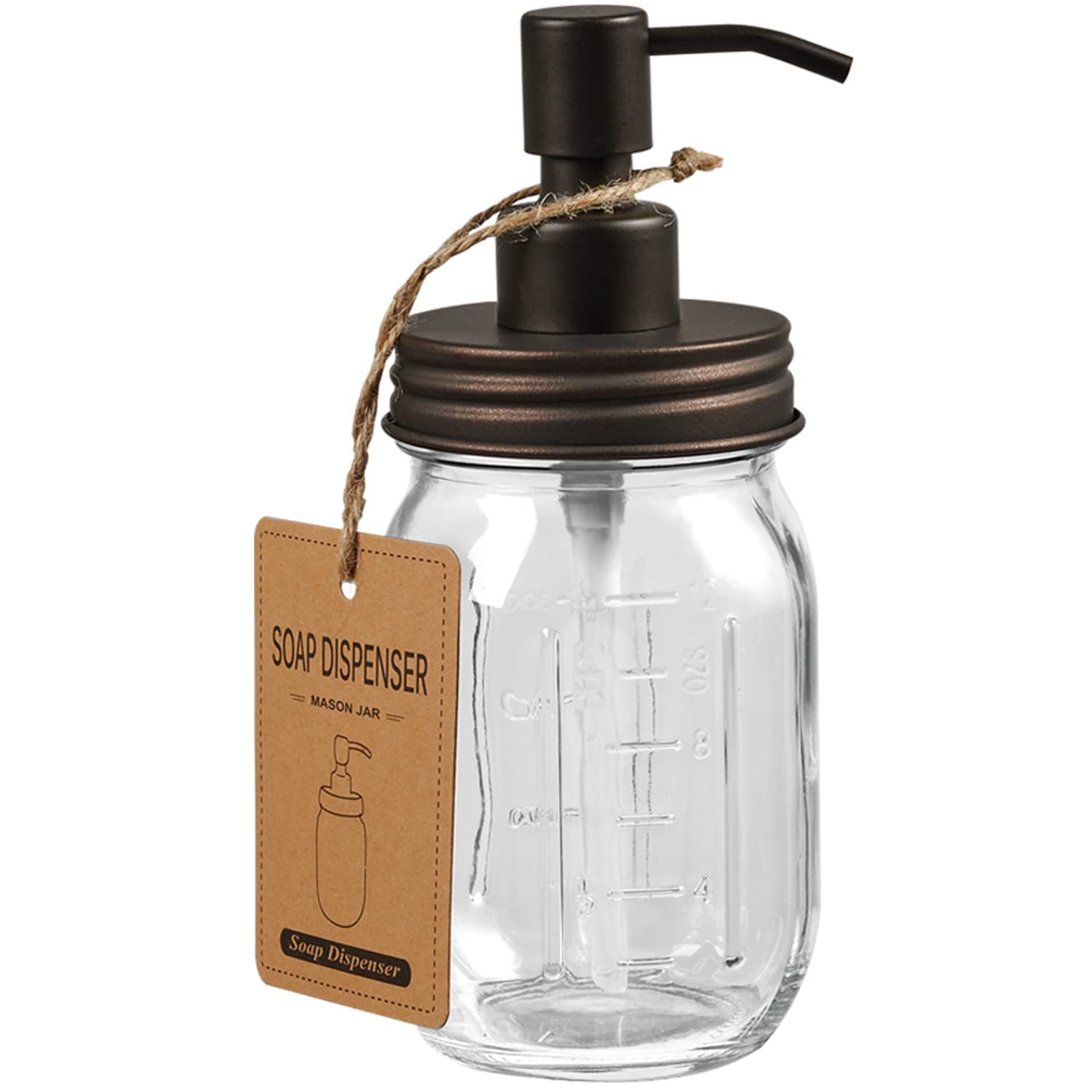 Photo 1 of Amolliar Mason Jar Liquid Soap Dispenser, Rustproof 304 Stainless Steel Mason Jar Lid Pump, Refillable Hand Soap, Lotions, Dish Soap, Liquid Soap, Soap for Kitchen Bathroom, Farmhouse Decor, Bronze