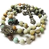 Beautiful Amazonite Stone Rosary Beads for Women With Miraculous Medal Centerpiece - Catholic Rosary - Rosarios Catolicos Para Mujer - Catholic Gifts Women