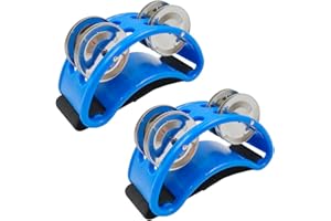 2 pcs Foot Tambourine, findTop Foot Shaker, Tambourines for Adults, Collocation Drums, Guitars, Metal Bells, for Concerts, Parties, Welcome Ceremonies, etc (blue)