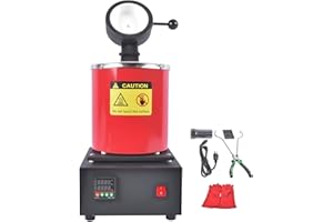 GETANYE 1KG Gold Melting Furnace, 1500W 2012°F Melting Furnace Digital Smelting Furnace Kit with Fluted Graphite Crucible, 110V Electric Metal Melting Furnace Tools for Gold Silver Aluminum Copper Metal Scrap