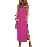 RUMIA Women's Maxi Dresses Casual Summer Elegant Side Slit Dress with Pockets (S-XXL)