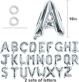 TONIFUL 16 Inch Letter Balloons 52 Pieces Silver A-Z Alphabet Foil DIY Banner view 2