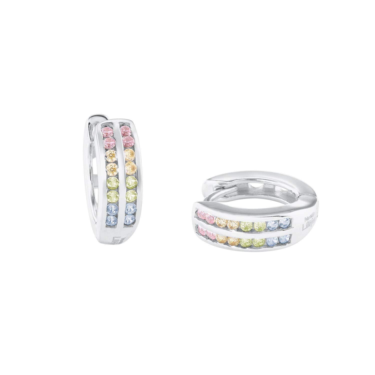Prinzessin Lillifee hoop earrings 925 Sterling silver girls' children's earrings, with zirconia synth., 1.2 cm, multicolor, comes in jewelry gift box 2024374