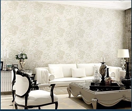 XiYunHan Dimensional 3D Non-Woven self-Adhesive Wallpaper Idyllic Butterflies Flower Sofa Living Room Background Wall Stickers 5 Meters 0.53 Meters Buy Three get one (Color : Creamy-White)