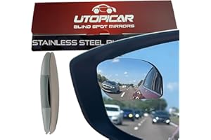 Blind Spot Mirror Fits All Car Side Mirrors | Patented Stainless Steel Mirrors with Bigger Viewing Image, Less Fogging, and Less Sun Reflection by Utopicar Car Accessories