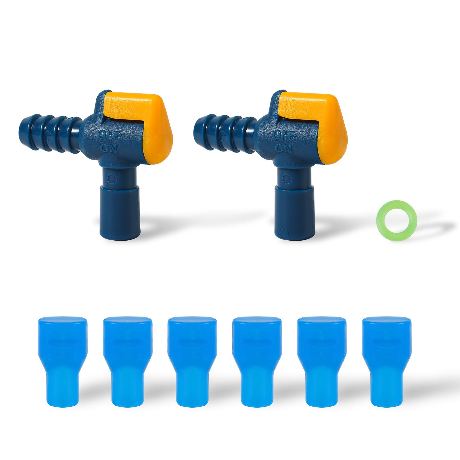 6pcs Bite Valve Replacement for Camelbak, Hydration Pack Mouthpiece with 2 Angled Tube Connector and O-Ring Replacement Parts for Camelbak Backpack Water Bladder Reservoir