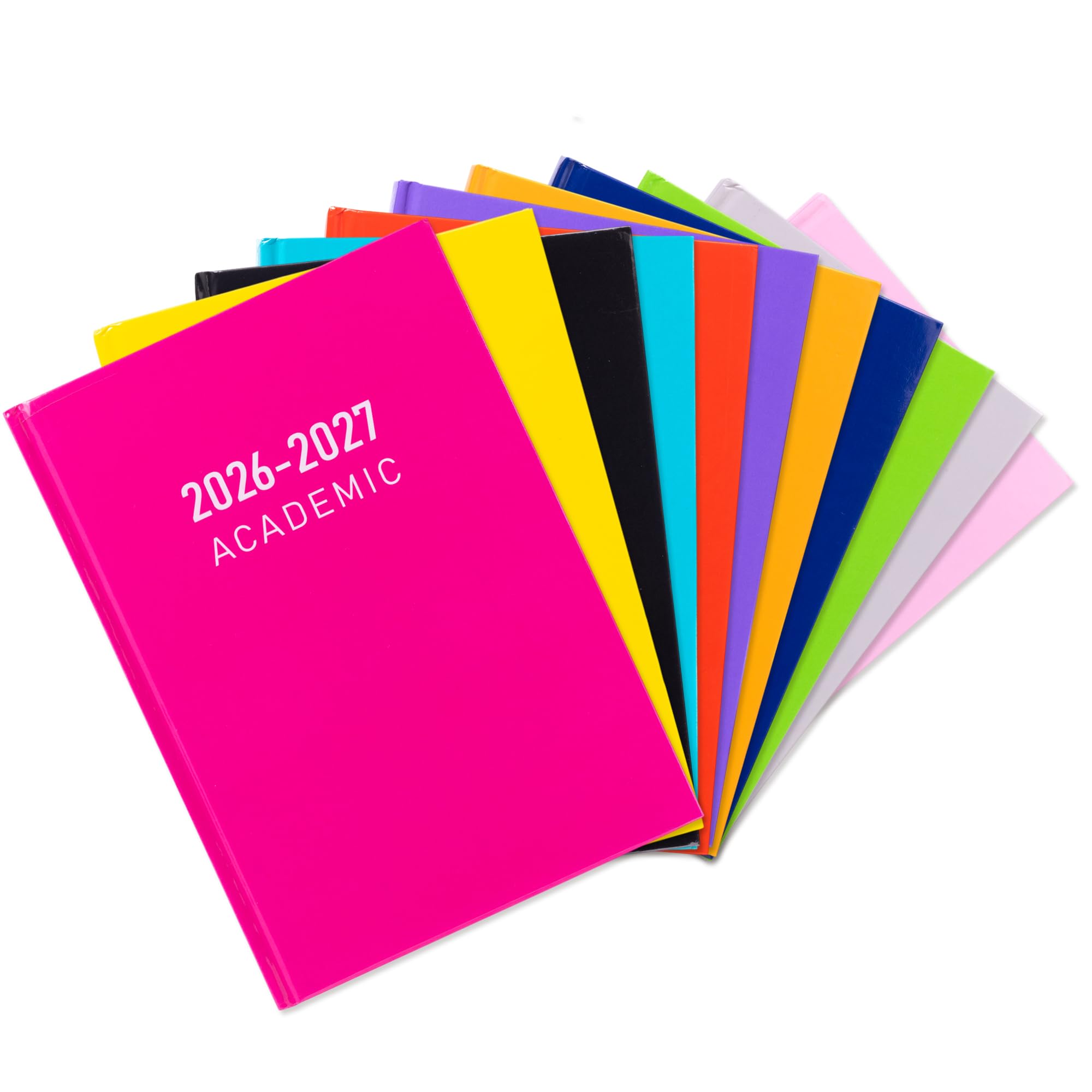 2026 2027 Academic Diary A5 Week to View - Mid Year Student Planner August 2026 to July 2027 - Hardback School College Organiser with Ribbon Bookmark (Cerise)