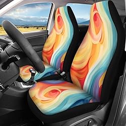 Semiouray Tie-Dye Rainbow Print Luxurous 3 Pcs Car