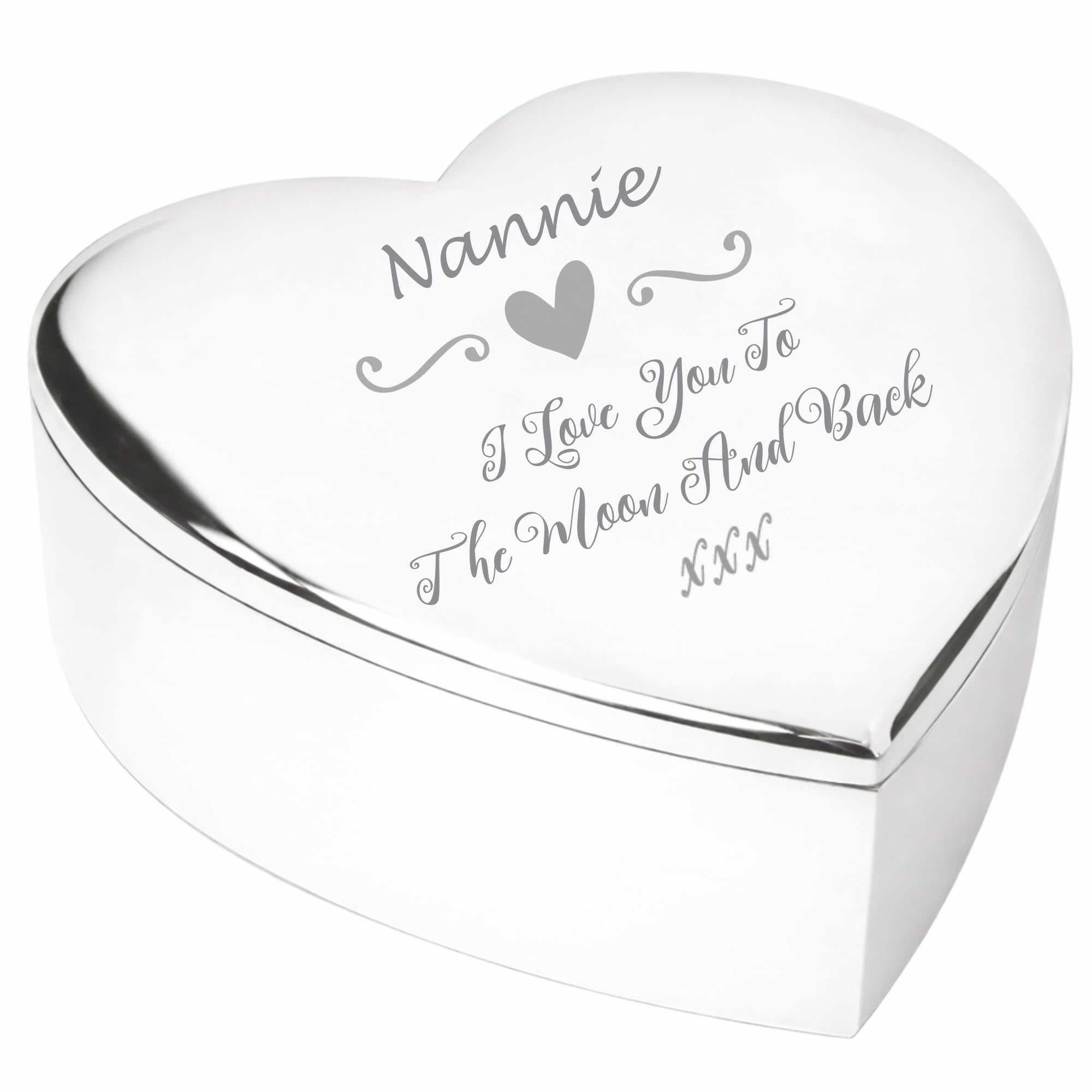 Chris Bag Of Goodies Nannie I Love You To The Moon and Back Heart Engraved Trinket Box Keepsake From Grandson Granddaughter