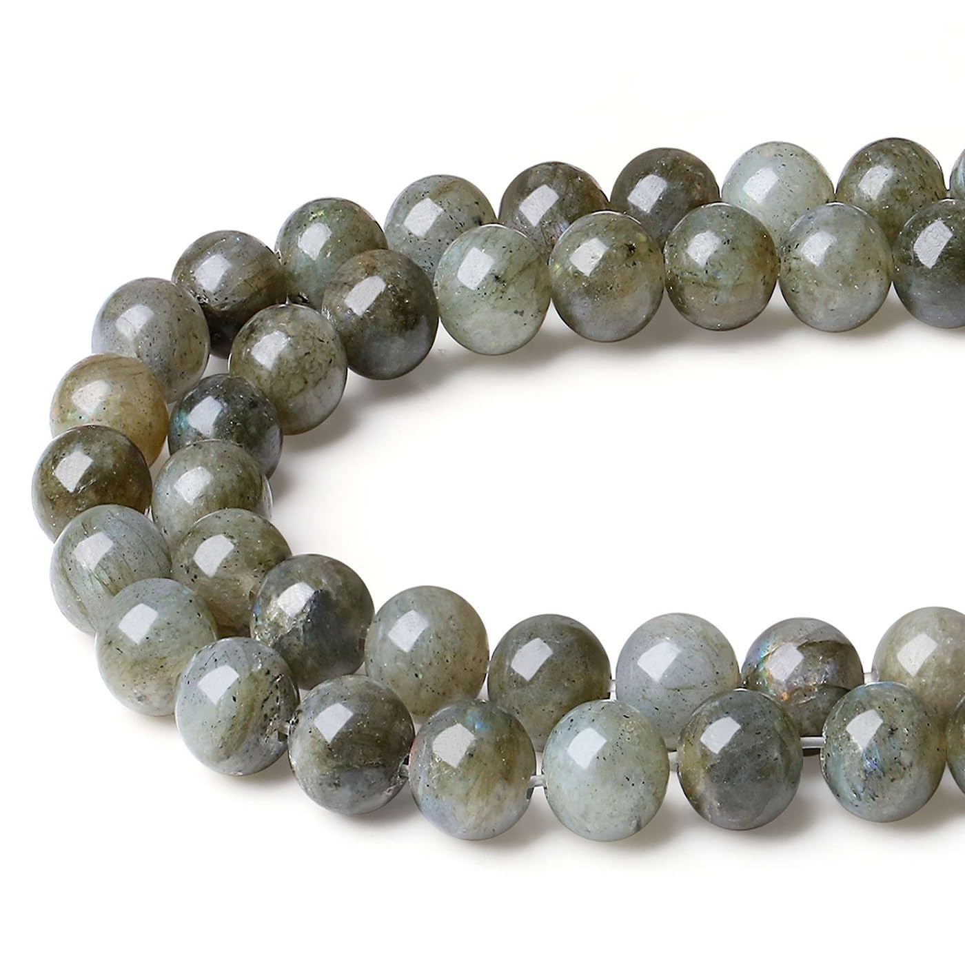 XIANNVXI 8mm Round Labradorite Moonstone Crystal Beads for Jewelry Making Loose Gemstone Stone Grey Beads for Crafting 47 Pcs — image 1