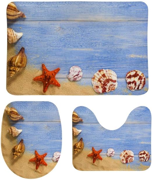 RedBeans Rutschfeste Badematte, 3-teilig, Flanell, Badezimmerteppich